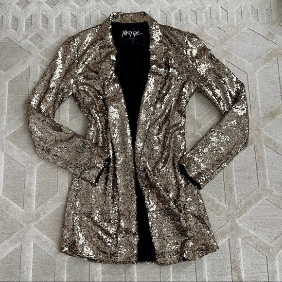 Nasty Gal Jackets & Blazers - Gold sequin blazer by Nasty Gal
